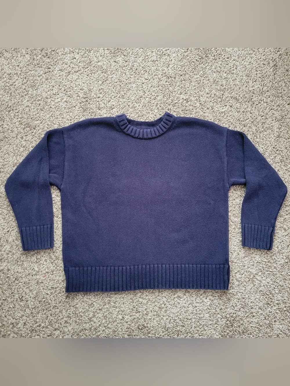 Gap Sweater 100% Cotton Crew Neck Navy Uniform Blue Oversized Boyfriend Small - Picture 2 of 6